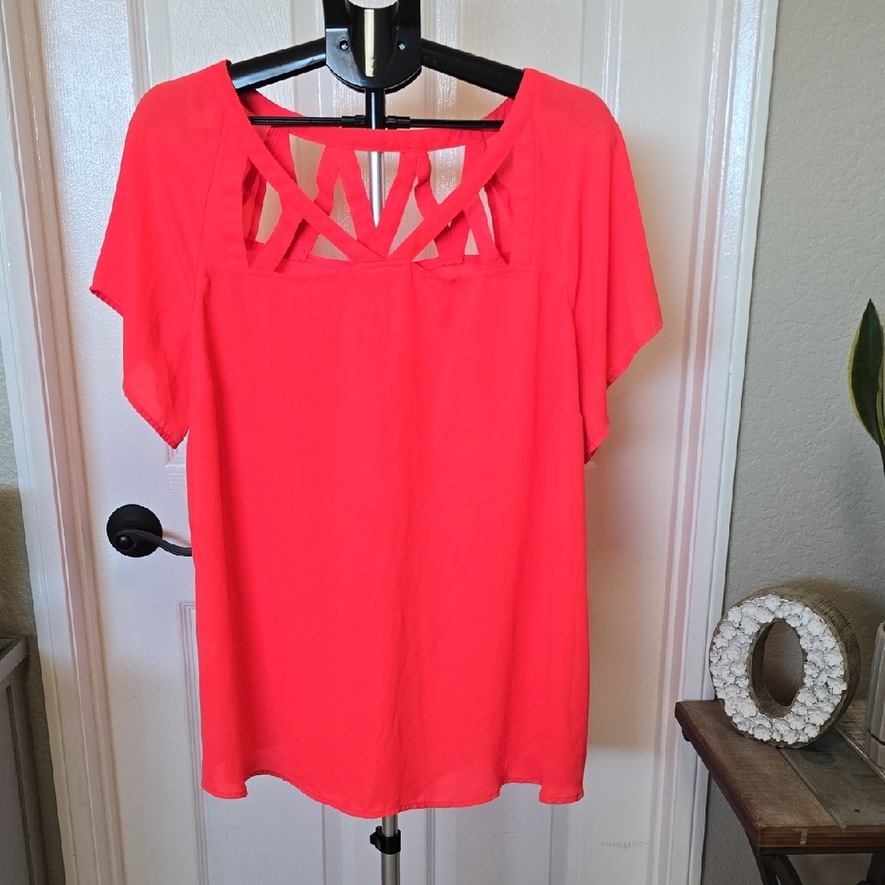 Torrid Bright Orange Blouse with Cutout Detail